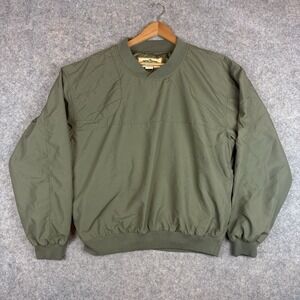 Bob Allen Jacket Mens Medium Green Lined Pullover Pockets Quilted Patch Hunting